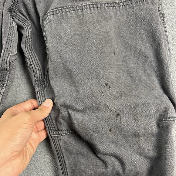 Carhartt Pants Mens 36X30 Gray Carpenter Double Knee Distressed Workwear - Picture 6 of 16